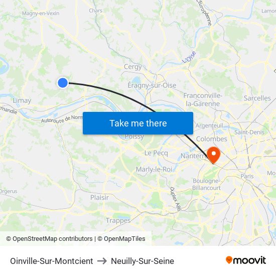 Oinville-Sur-Montcient to Neuilly-Sur-Seine map