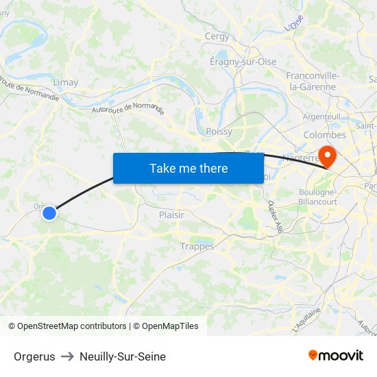 Orgerus to Neuilly-Sur-Seine map
