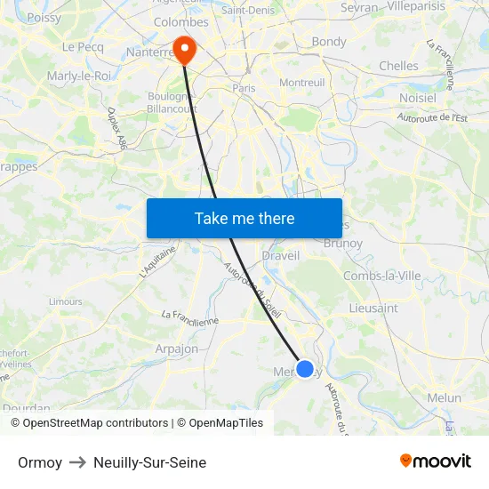 Ormoy to Neuilly-Sur-Seine map