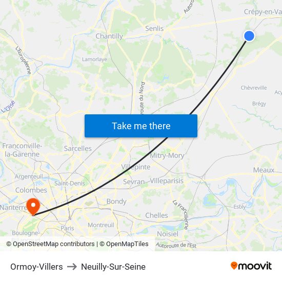 Ormoy-Villers to Neuilly-Sur-Seine map