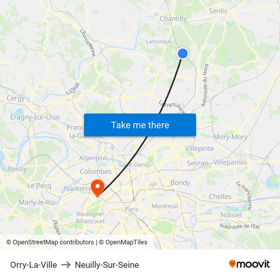 Orry-La-Ville to Neuilly-Sur-Seine map