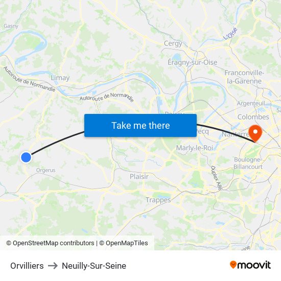 Orvilliers to Neuilly-Sur-Seine map