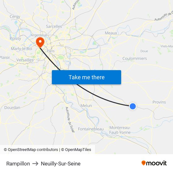 Rampillon to Neuilly-Sur-Seine map