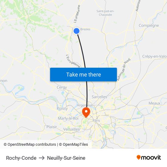 Rochy-Conde to Neuilly-Sur-Seine map