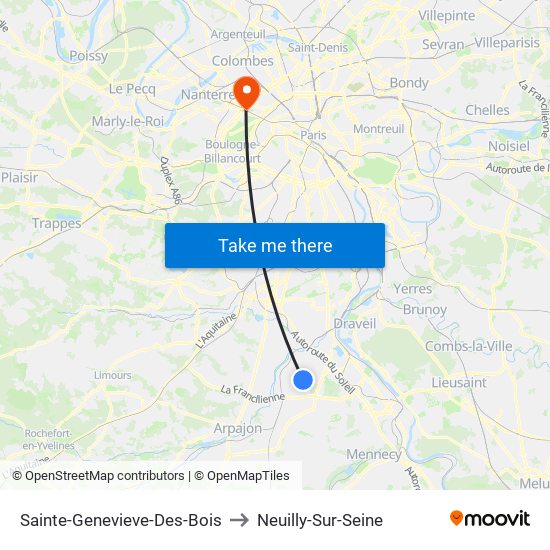 Sainte-Genevieve-Des-Bois to Neuilly-Sur-Seine map