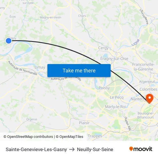 Sainte-Genevieve-Les-Gasny to Neuilly-Sur-Seine map
