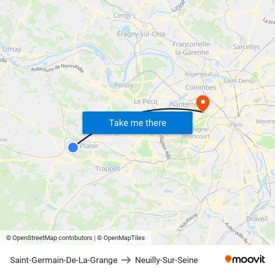 Saint-Germain-De-La-Grange to Neuilly-Sur-Seine map