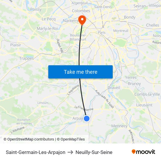 Saint-Germain-Les-Arpajon to Neuilly-Sur-Seine map