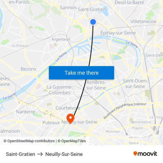 Saint-Gratien to Neuilly-Sur-Seine map