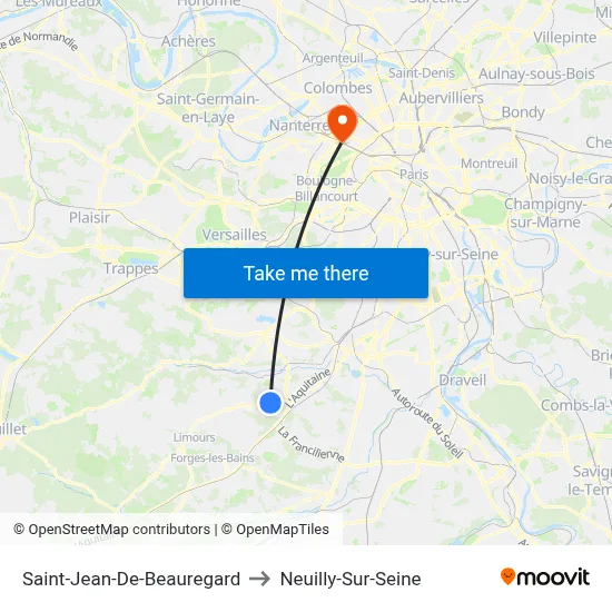 Saint-Jean-De-Beauregard to Neuilly-Sur-Seine map