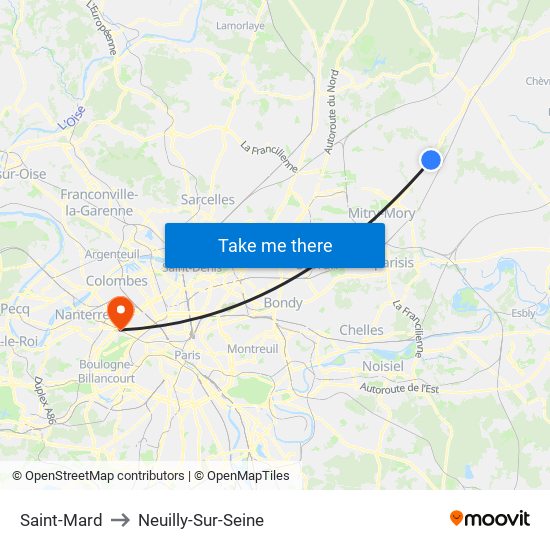 Saint-Mard to Neuilly-Sur-Seine map