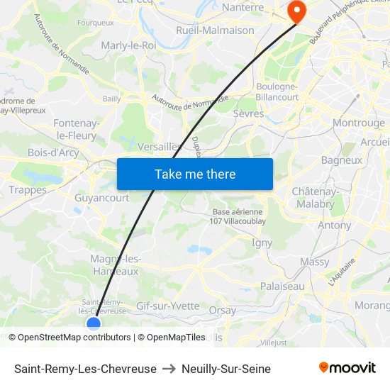 Saint-Remy-Les-Chevreuse to Neuilly-Sur-Seine map