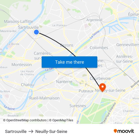 Sartrouville to Neuilly-Sur-Seine map