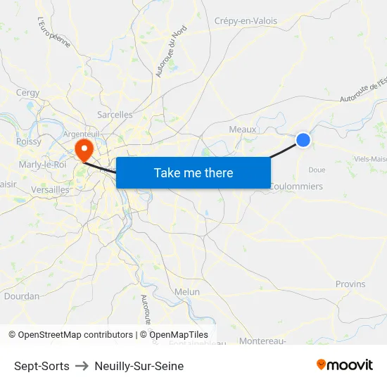 Sept-Sorts to Neuilly-Sur-Seine map