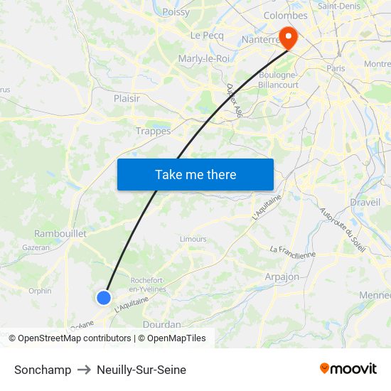 Sonchamp to Neuilly-Sur-Seine map