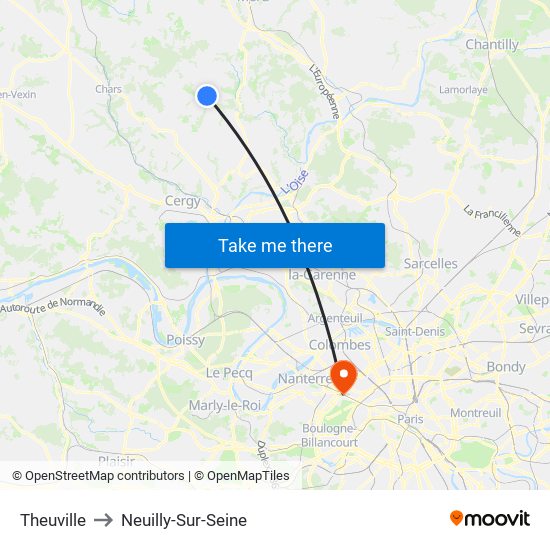 Theuville to Neuilly-Sur-Seine map