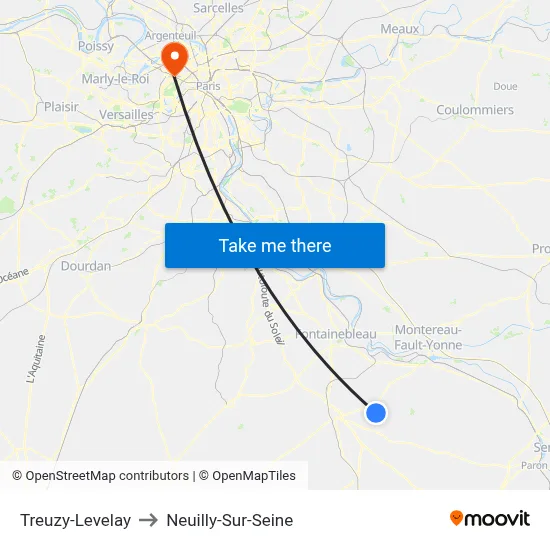 Treuzy-Levelay to Neuilly-Sur-Seine map