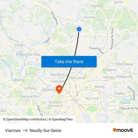 Viarmes to Neuilly-Sur-Seine map