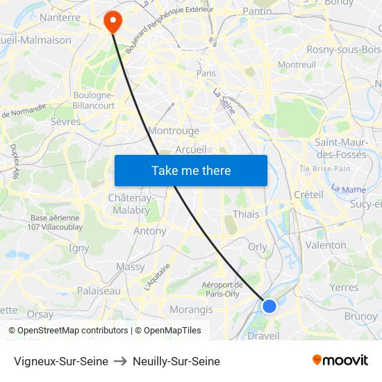 Vigneux-Sur-Seine to Neuilly-Sur-Seine map