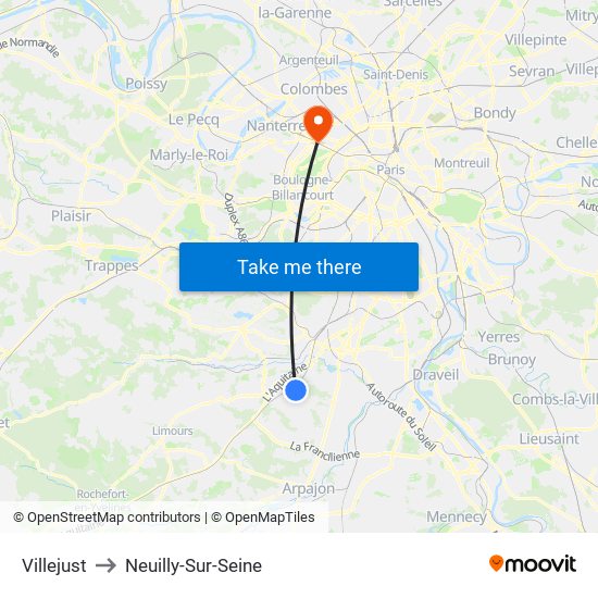 Villejust to Neuilly-Sur-Seine map