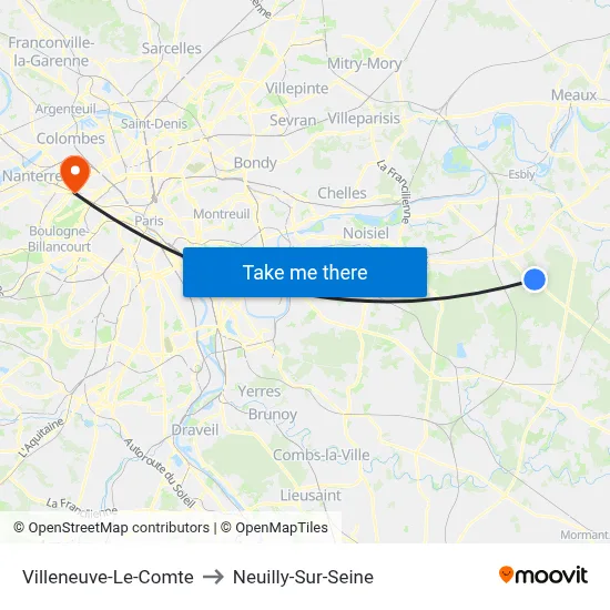 Villeneuve-Le-Comte to Neuilly-Sur-Seine map