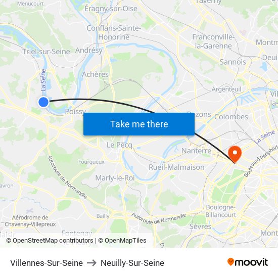 Villennes-Sur-Seine to Neuilly-Sur-Seine map