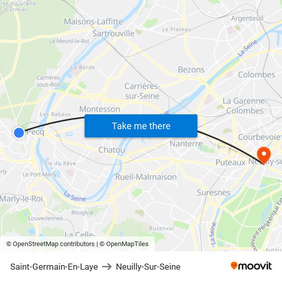 Saint-Germain-En-Laye to Neuilly-Sur-Seine map