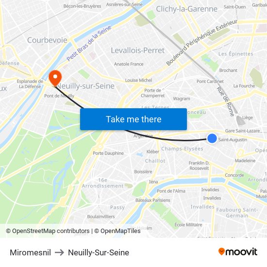 Miromesnil to Neuilly-Sur-Seine map