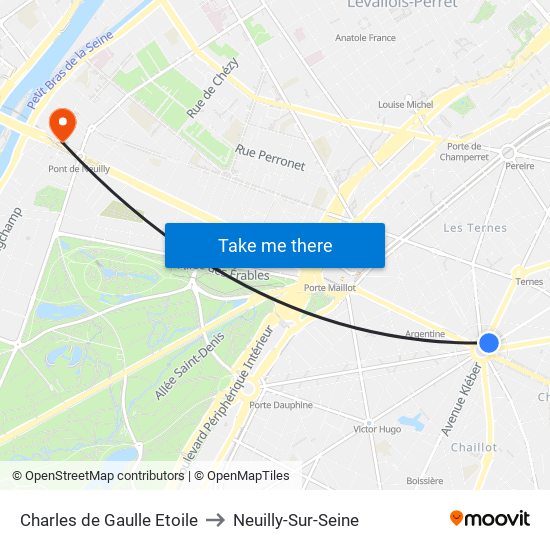 Charles de Gaulle Etoile to Neuilly-Sur-Seine map