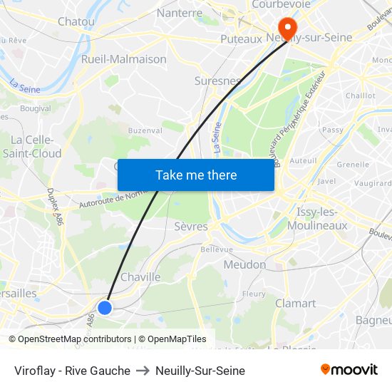 Viroflay - Rive Gauche to Neuilly-Sur-Seine map