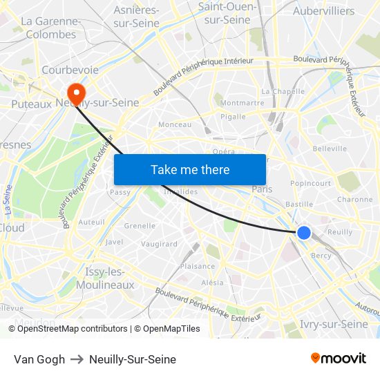 Van Gogh to Neuilly-Sur-Seine map