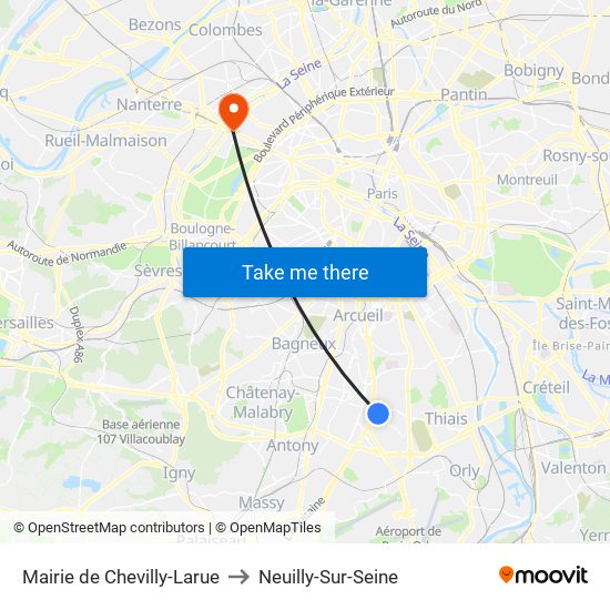 Mairie de Chevilly-Larue to Neuilly-Sur-Seine map