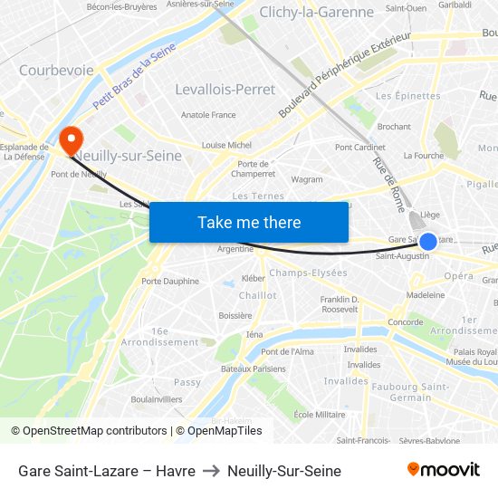 Gare Saint-Lazare – Havre to Neuilly-Sur-Seine map
