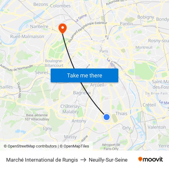 Marché International de Rungis to Neuilly-Sur-Seine map