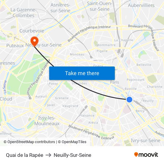 Quai de la Rapée to Neuilly-Sur-Seine map