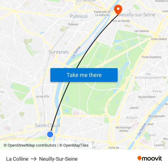 La Colline to Neuilly-Sur-Seine map