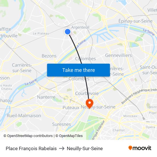 Place François Rabelais to Neuilly-Sur-Seine map