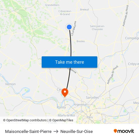 Maisoncelle-Saint-Pierre to Neuville-Sur-Oise map