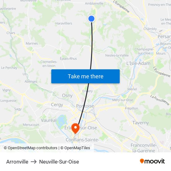 Arronville to Neuville-Sur-Oise map