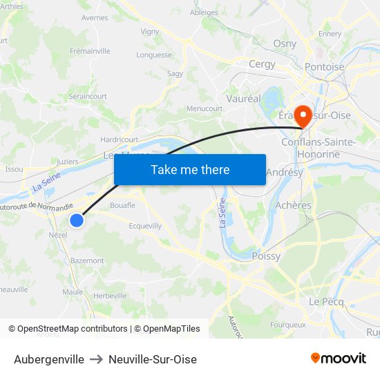 Aubergenville to Neuville-Sur-Oise map