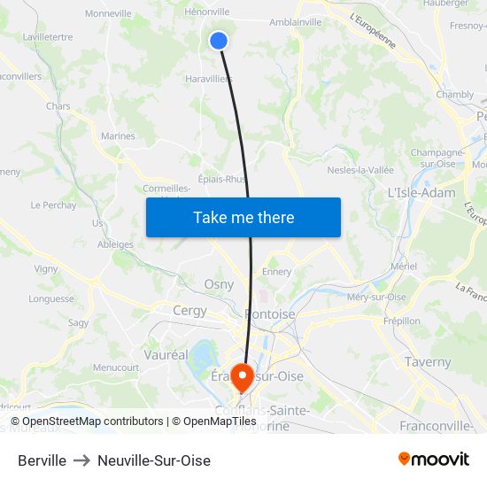 Berville to Neuville-Sur-Oise map