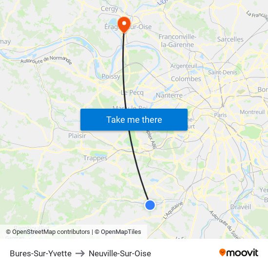 Bures-Sur-Yvette to Neuville-Sur-Oise map