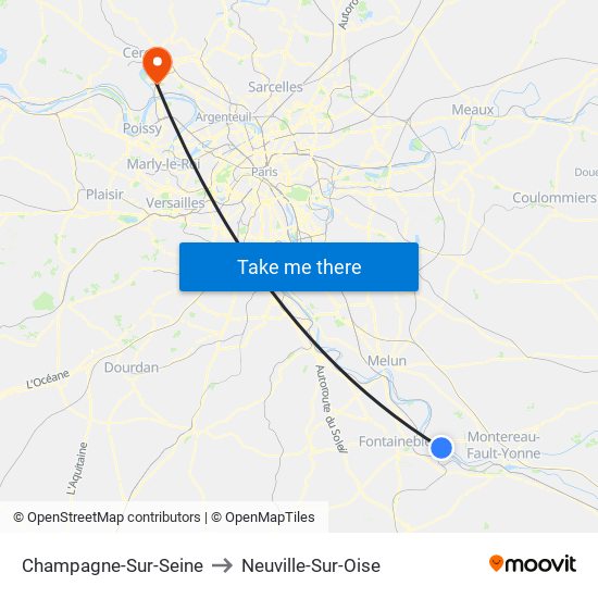 Champagne-Sur-Seine to Neuville-Sur-Oise map