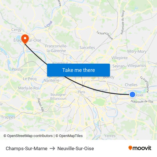 Champs-Sur-Marne to Neuville-Sur-Oise map