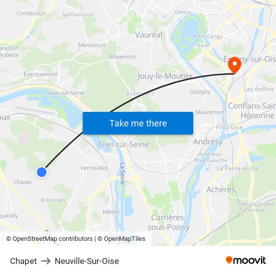 Chapet to Neuville-Sur-Oise map