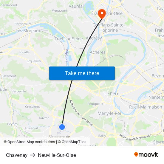 Chavenay to Neuville-Sur-Oise map