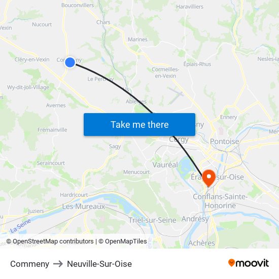 Commeny to Neuville-Sur-Oise map