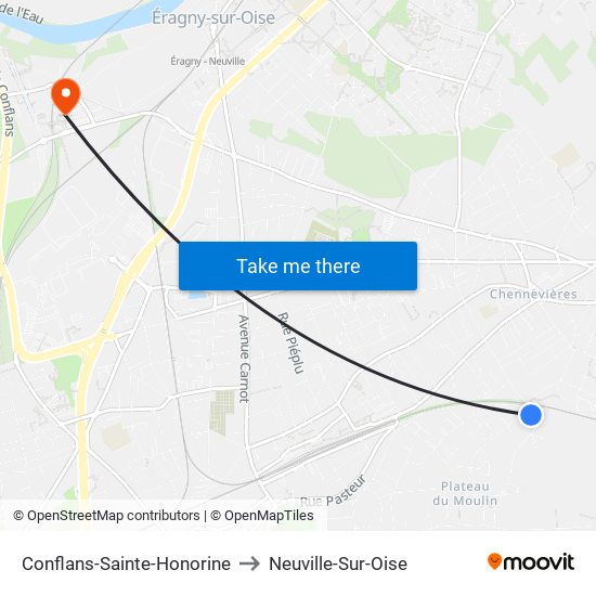 Conflans-Sainte-Honorine to Neuville-Sur-Oise map