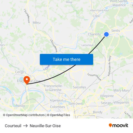 Courteuil to Neuville-Sur-Oise map