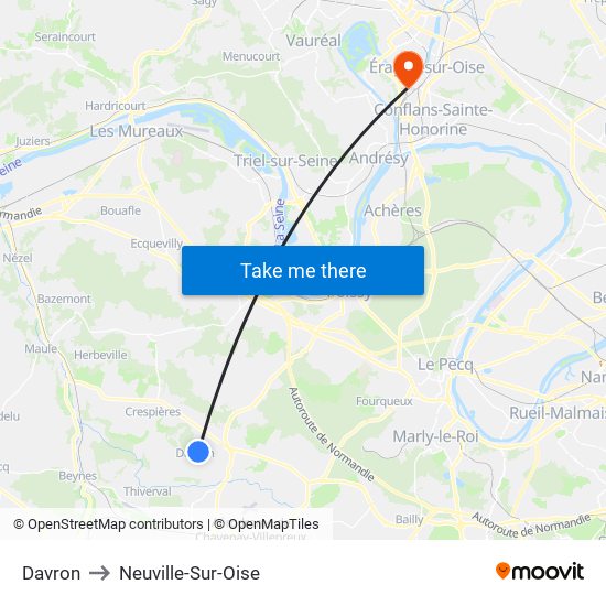Davron to Neuville-Sur-Oise map